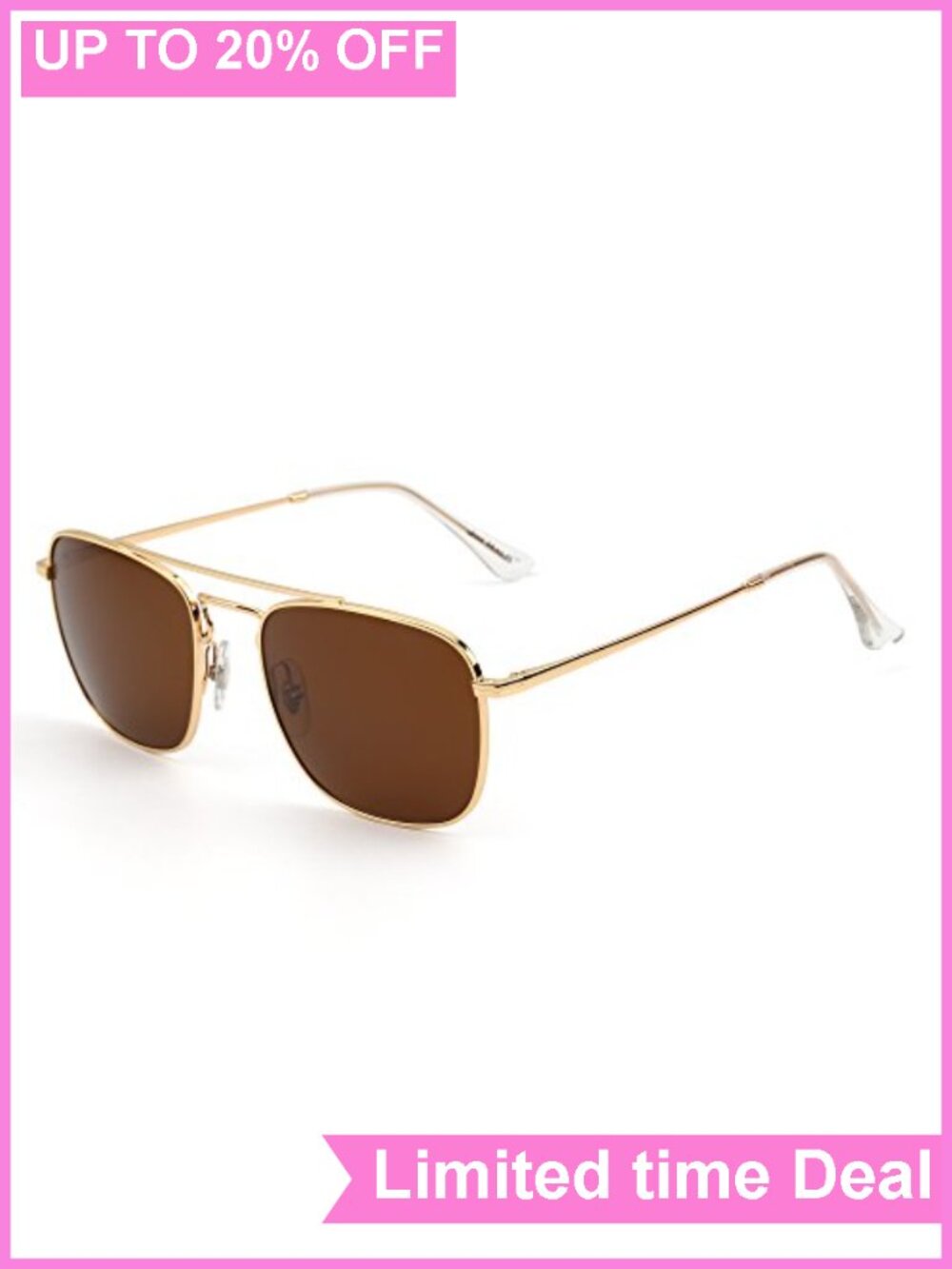 Retro Square Aviator Sunglasses Metal Frame Glass Lens UV400 Unisex